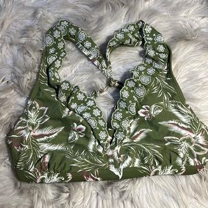 Time And Tru Cross Back Ruffle Floral Bikini Top